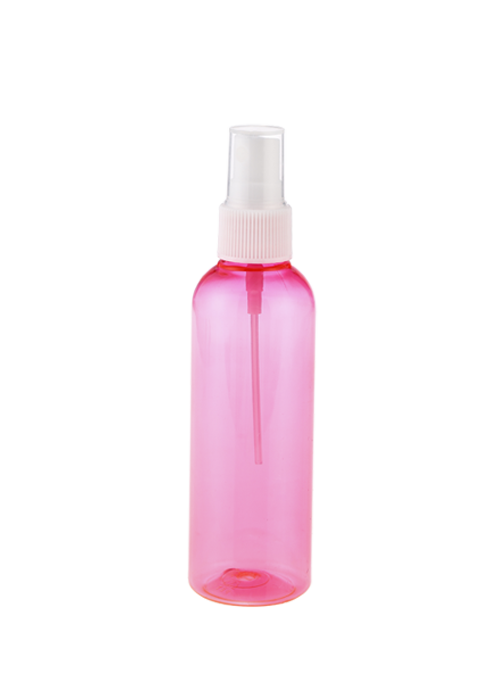 زجاجة رذاذ PET شفافة وردية سعة 100-200 مللي لتطهير الزجاجات السائلة