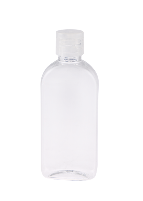 60-100 مللي PET غسول جل مسطح بيضاوي قلاب زجاجة مطهر لليدين